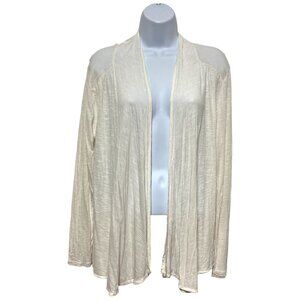 Women's Size Medium White Open Cardigan Long Sleeve Design By-Wassaio